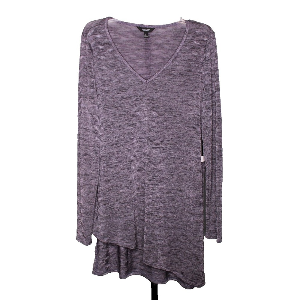 Simply Vera Wang womens blouse Purple long Sleeve asymmetrical‎ minimalist large